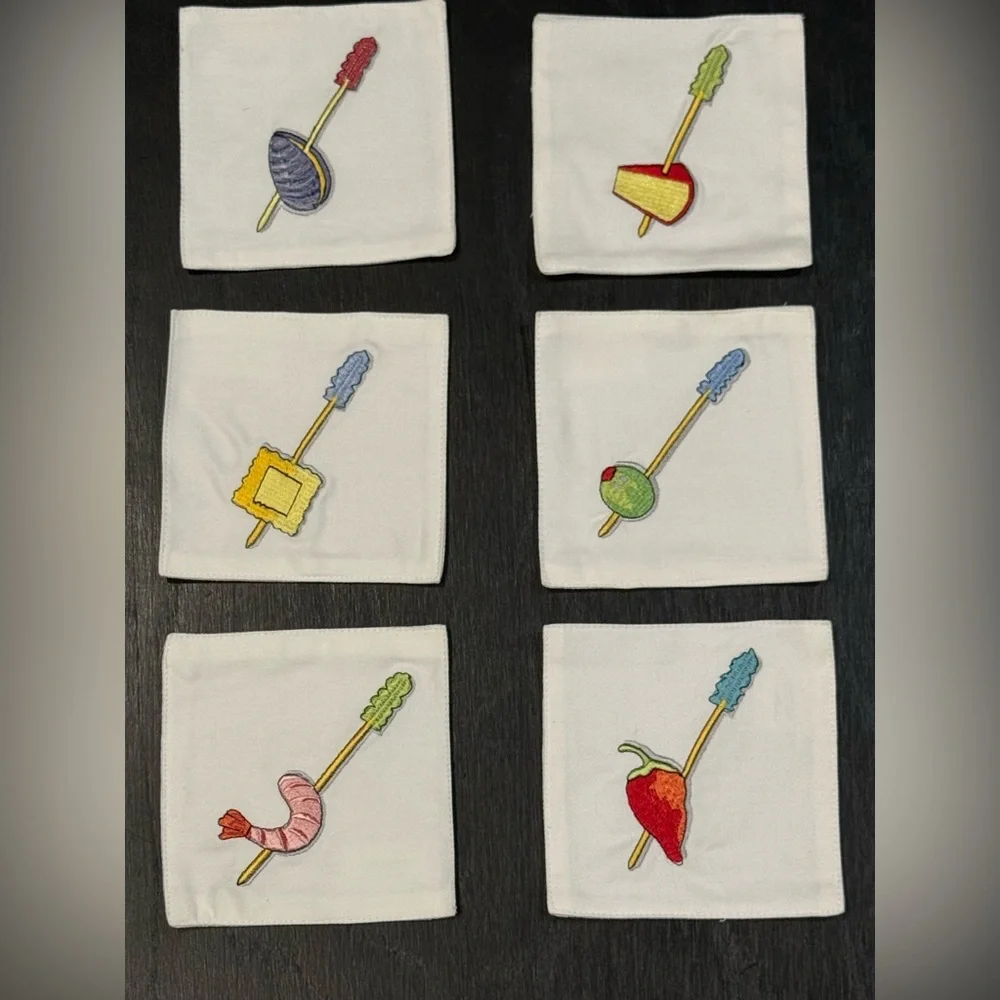 Crate and Barrel Set of 6 Cloth Cocktail Coasters